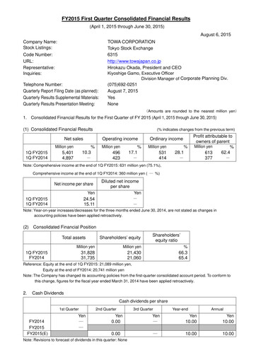 Thumbnail TOWA Corporation Quarterly Report 2015-q1