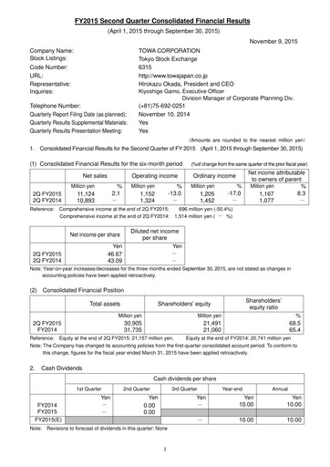 Thumbnail TOWA Corporation Quarterly Report 2015-q2