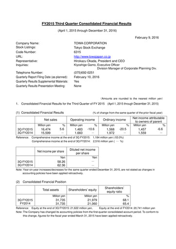 Thumbnail TOWA Corporation Quarterly Report 2015-q3