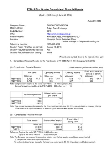 Thumbnail TOWA Corporation Quarterly Report 2016-q1