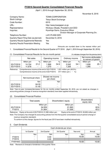 Thumbnail TOWA Corporation Quarterly Report 2016-q2