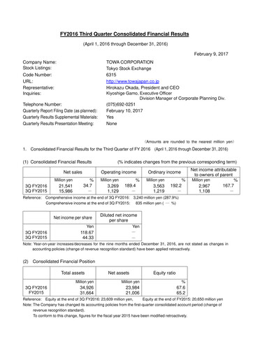 Thumbnail TOWA Corporation Quarterly Report 2016-q3