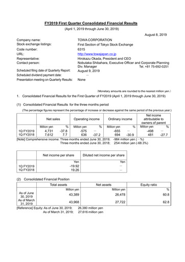 Thumbnail TOWA Corporation Quarterly Report 2019-q1