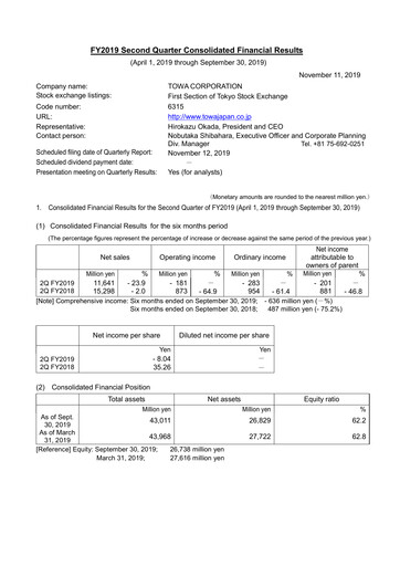 Thumbnail TOWA Corporation Quarterly Report 2019-q2