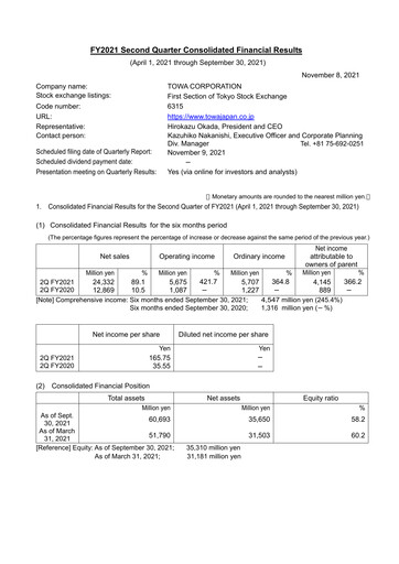 Thumbnail TOWA Corporation Quarterly Report 2021-q2