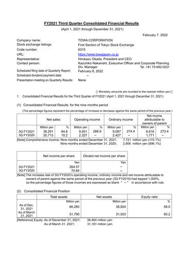 Thumbnail TOWA Corporation Quarterly Report 2021-q3