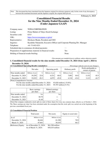 Thumbnail TOWA Corporation Quarterly Report 2024-q3