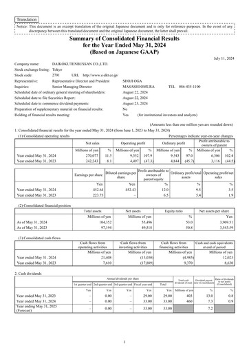 Thumbnail Daikokutenbussan Financial Statement fy2024