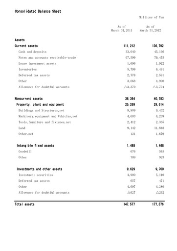 Thumbnail Mitani Corporation Financial Statement fy2012
