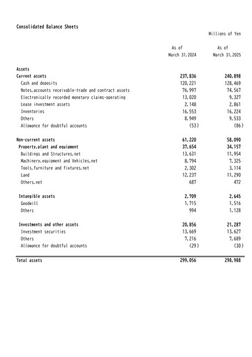 Thumbnail Mitani Corporation Financial Statement fy2025