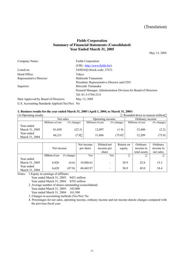Thumbnail Tsuburaya Fields Holdings Financial Statement fy2005