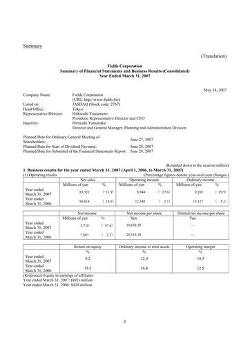 Thumbnail Tsuburaya Fields Holdings Financial Statement fy2007