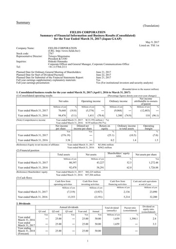 Thumbnail Tsuburaya Fields Holdings Financial Statement fy2017