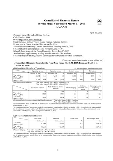 Thumbnail Heiwa Real Estate Financial Statement fy2013