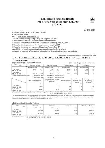 Thumbnail Heiwa Real Estate Financial Statement fy2014