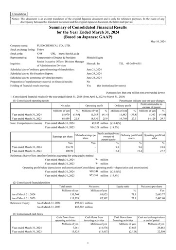 Thumbnail Fuso Chemical Financial Statement fy2024
