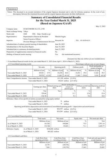 Thumbnail Fuso Chemical Financial Statement fy2025
