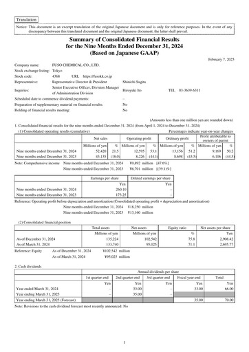 Thumbnail Fuso Chemical Quarterly Report 2024-q3
