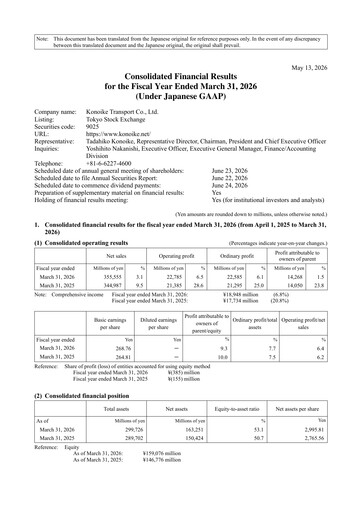 Thumbnail Konoike Transport Financial Statement fy2026