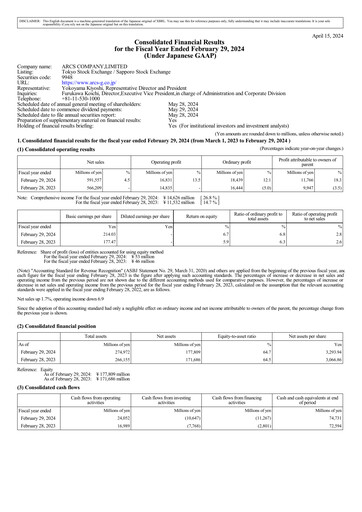 Thumbnail ARCS Company Limited Financial Statement fy2023