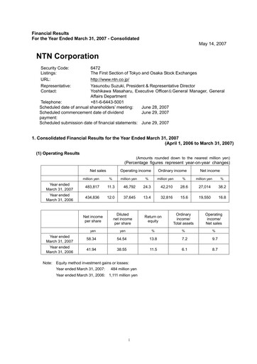 Thumbnail NTN Corporation Financial Statement fy2006