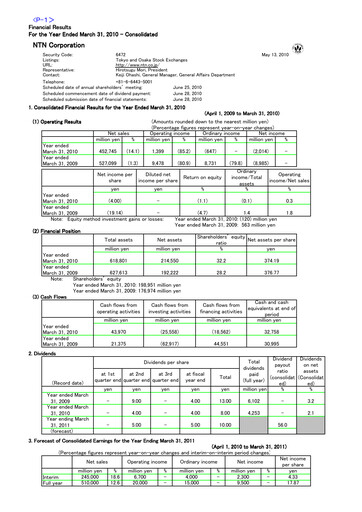 Thumbnail NTN Corporation Financial Statement fy2009