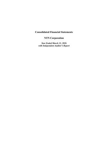 Miniature NTN Corporation Bilan financier fy2026
