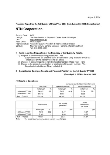 Miniature NTN Corporation Rapport trimestriel 2004-q1