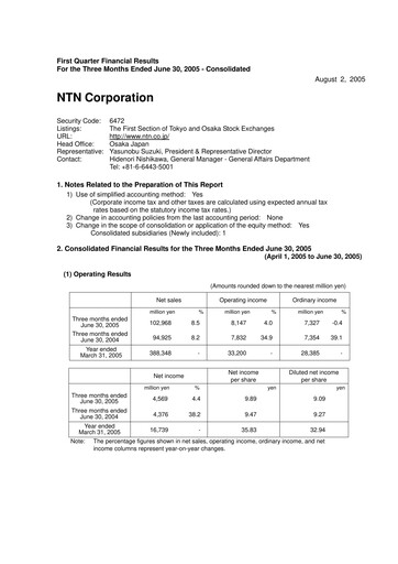 Miniature NTN Corporation Rapport trimestriel 2005-q1