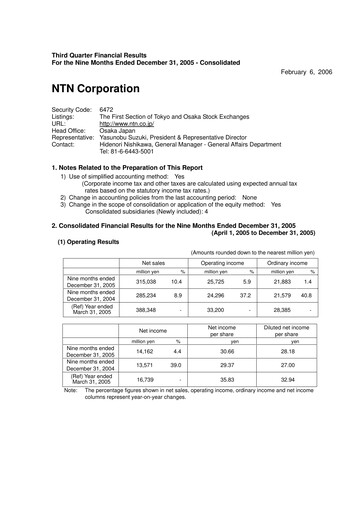 Miniature NTN Corporation Rapport trimestriel 2005-q3