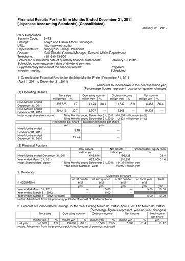 Miniature NTN Corporation Rapport trimestriel 2011-q3