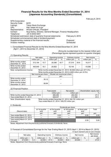 Miniature NTN Corporation Rapport trimestriel 2014-q3