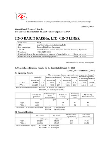 Thumbnail Iino Kaiun Kaisha Financial Statement fy2015