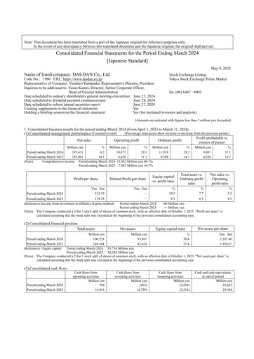 Thumbnail Dai-Dan Financial Statement fy2023