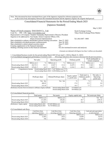 Thumbnail Dai-Dan Financial Statement fy2025