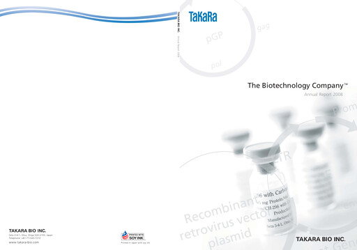 Thumbnail Takara Bio Annual Report 2008