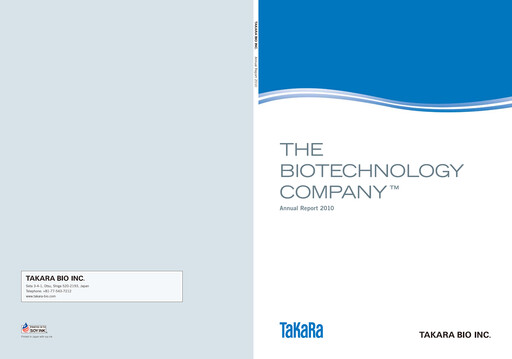 Thumbnail Takara Bio Annual Report 2010