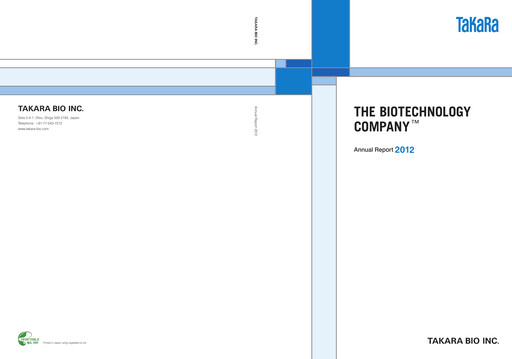 Thumbnail Takara Bio Annual Report 2012