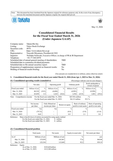 Thumbnail Takara Bio Financial Statement fy2026