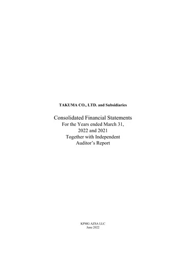 Thumbnail Takuma Co., Ltd. Financial Statement fy2021