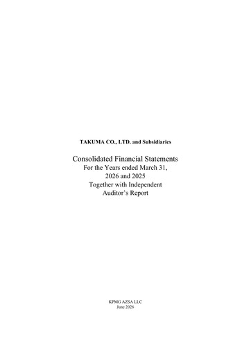 Thumbnail Takuma Co., Ltd. Financial Statement fy2026