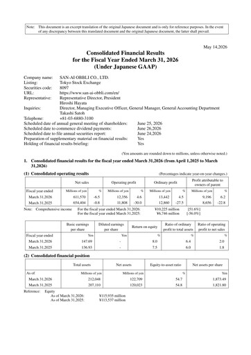 Thumbnail San-Ai Obbli Financial Report 2026