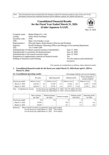 Thumbnail Bunka Shutter Financial Statement fy2026