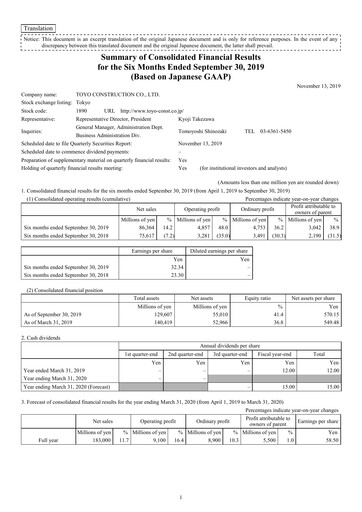 Thumbnail Toyo Construction Half-year Report 2019-h1