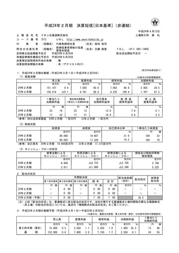 Thumbnail Aeon Hokkaido Corporation Financial Report fy2012
