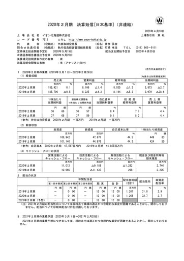 Thumbnail Aeon Hokkaido Corporation Financial Report fy2020