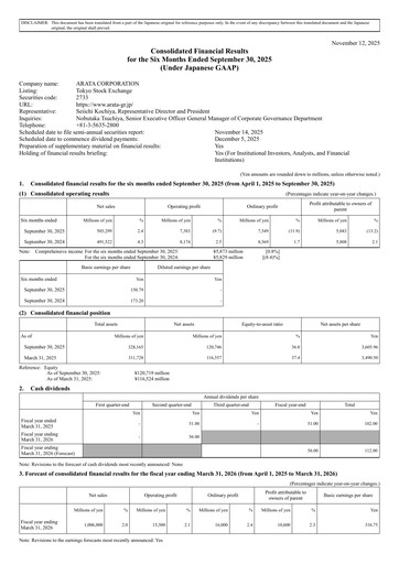 Vorschaubild Arata Corporation Halbjahresbericht 2025-h1