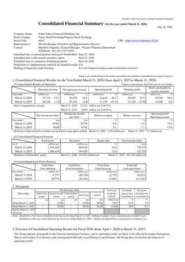 Thumbnail Tokai Tokyo Financial Holdings Financial Report fy2026