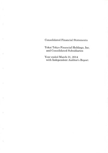 Thumbnail Tokai Tokyo Financial Holdings Financial Statement fy2014