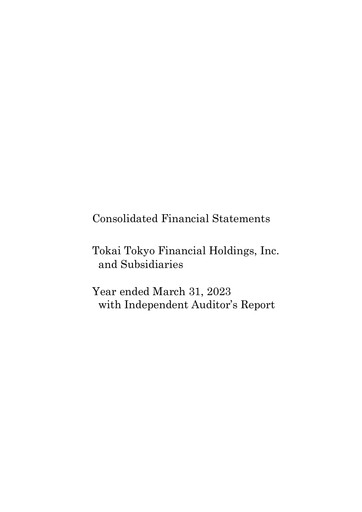 Thumbnail Tokai Tokyo Financial Holdings Financial Statement fy2023